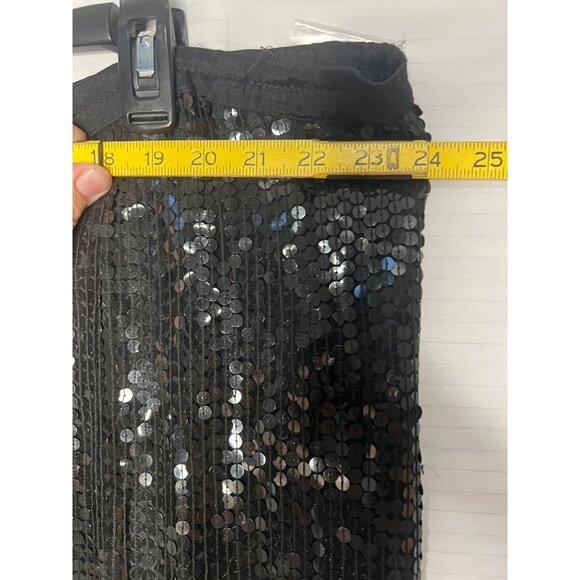Black Fully Sequin Pencil Skirt 1X Elegant Partywear Midi Silk Loose Elastic - Picture 13 of 16